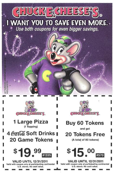Treasures For Tots Chuck E Cheese Coupons