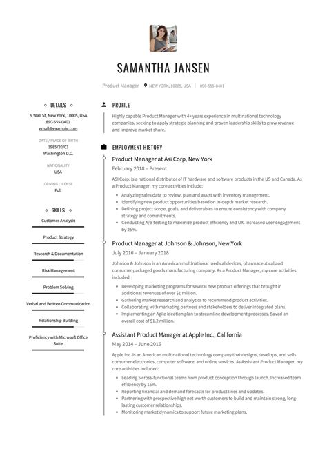 Product Manager Resume Template Reshc