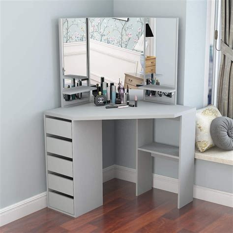 Buy Vanity Table Makeup Desk Dressing Table With Folding Mirror And 5