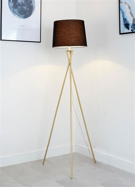 Maybe you would like to learn more about one of these? Black Shade Gold Tripod Leg Floor Light - Lighting and ...
