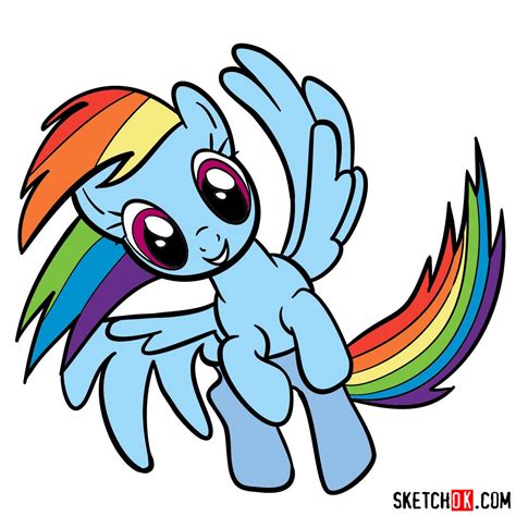 How To Draw Rainbow Dash In Flight My Little Pony Guide