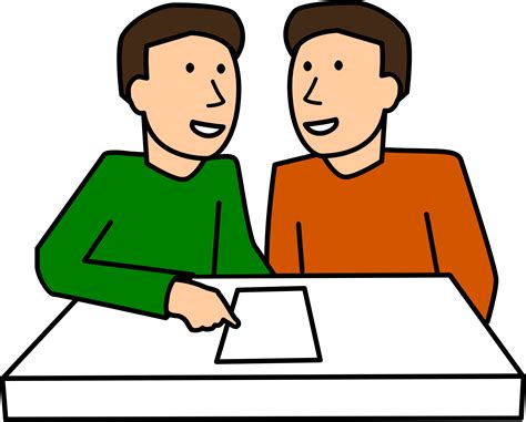 Clipart Students Partner Work Two Males