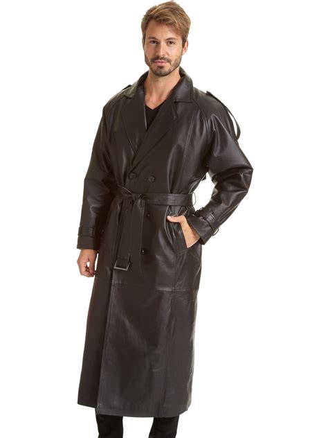 Excelled Mens Leather Trench Coat Walmart Com