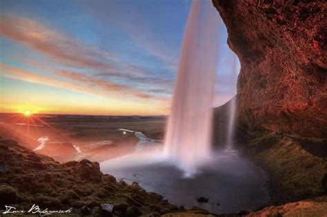 Seljalandsfoss At Sunset Iceland Waterfall Landscape Photography