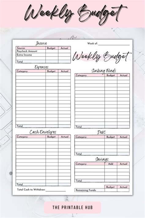 Weekly Paycheck Budgeting Planner Printable Budget Planner For Cash