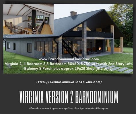 Virginia Version 2 Barndominium Floor Plan 595 3750 Sq Ft 4 Bed 55