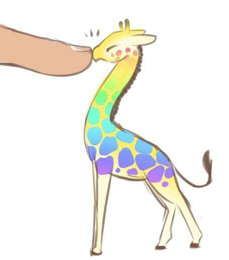 Rainbow Giraffe Small Cute Finger Kawaii Furry Art Cute Animal