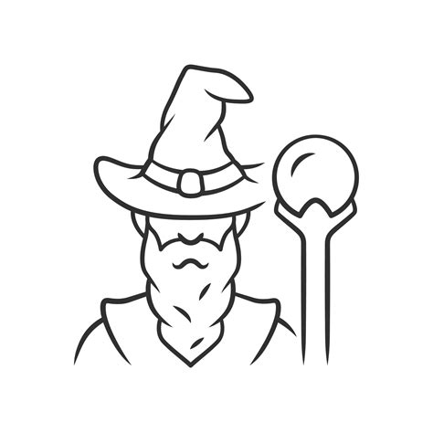 Wizard Linear Icon Thin Line Illustration Sorcerer Magician In Hat