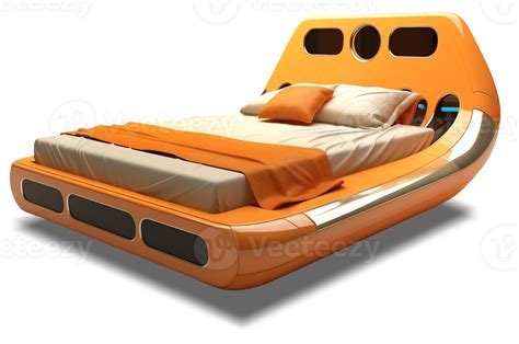 The Beds Futuristic Orange Bed On Transparent Background Generative