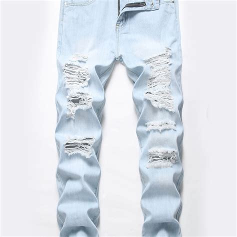 Mens Slim Fit Ripped Jeans Clothing Shoes And Jewelry Temu