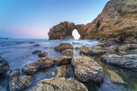 Natural Rock Arch Cliff And Beach Stock Photo Image Of Coronadelmar