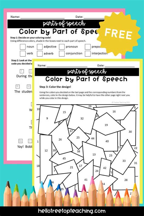 Parts Of Speech Coloring Activity Parts Of Speech Activities Parts