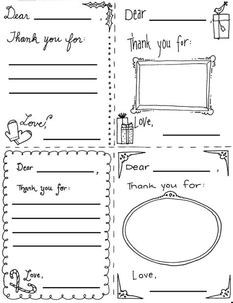 Sending thank you cards is a simple way to encourage kids to show kindness and appreciation for others. Christmas "Thank You" Cards Coloring Sheets