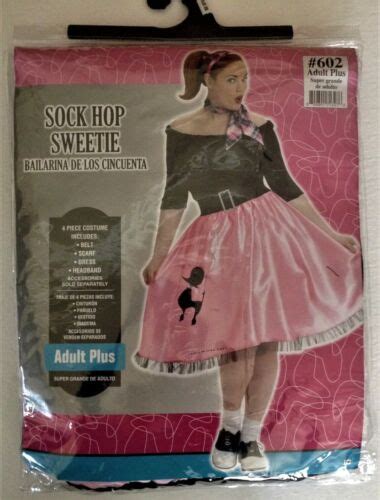 Adult Plus Sock Hop Sweetie Costume 18 20 New 4pc Poodle Skirt Dress Scarf 50s Ebay