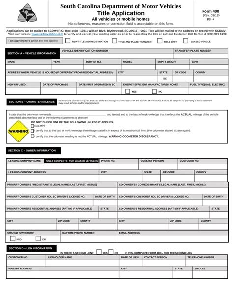Sc Dmv Form 400 ≡ Fill Out Printable Pdf Forms Online