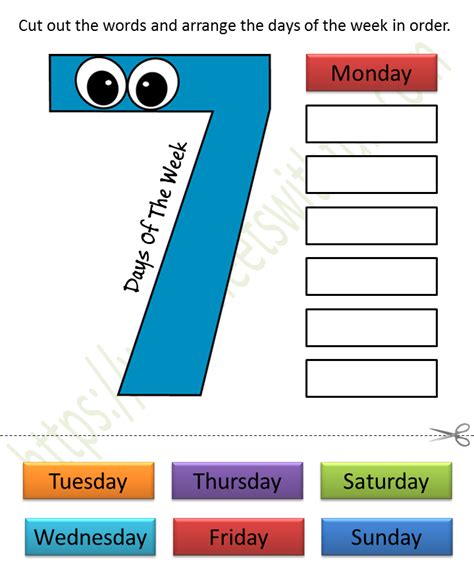 Mathematics Preschool Days Of The Week Worksheet 3