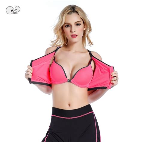 buy 2017 women double layer shockproof zipper sports bra jogging tops push up