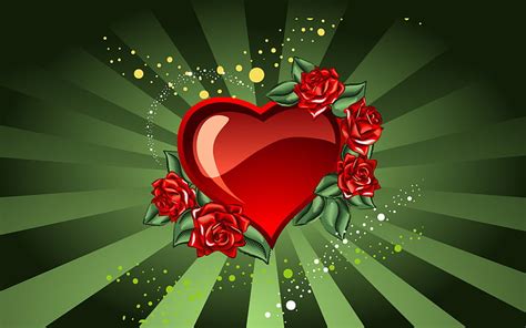 Rosey Heart 3d Rose Love Bright Heart Roses Corazones Hd