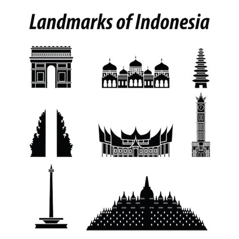 Premium Vector Bundle Of Indonesia Famous Landmarks By Silhouette Style