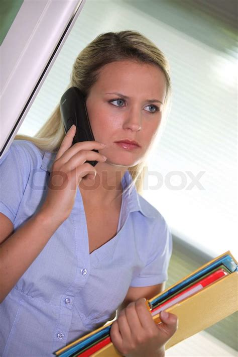 Women Worried About The Phone Stock Image Colourbox