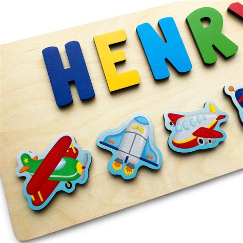 Wooden Name Puzzle For Toddler T For Kids Airplanes Etsy