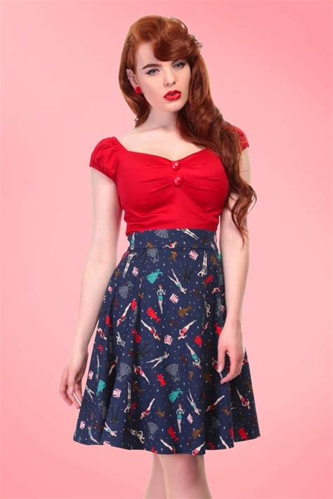 50s Tammy Paper Pin Up Doll Skirt In Navy
