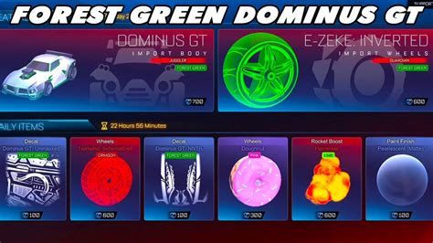 Forest Green Dominus Gt In The Item Shop Rocket League Item Shop 46