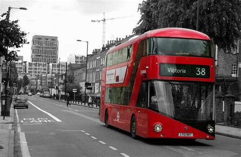 London Bus Black And White Photography With Color Black And White