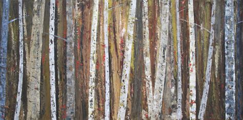 Sage Mountain Studio Abstract Birch Tree Painting Ghost