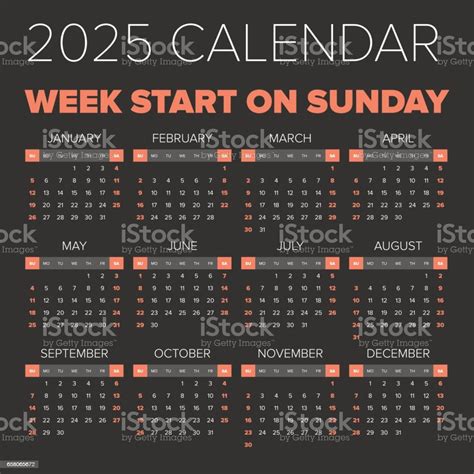Simple 2025 Year Calendar Stock Illustration Download Image Now Istock