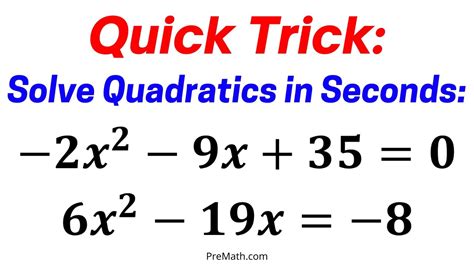 How To Solve Quadratic Equations In Seconds Quick And Easy Trick Youtube