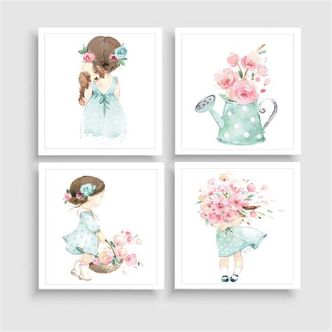 Quadros Decorativos Menina No Jardim Aquarela Elo7