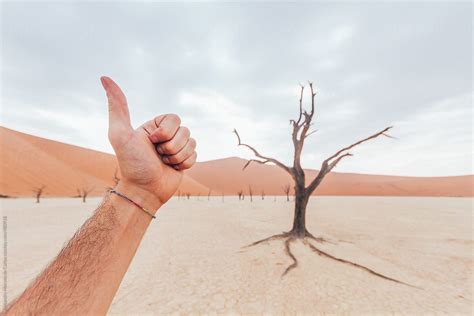 Thumb Up In Desert Landscape Pov Shot By Stocksy Contributor