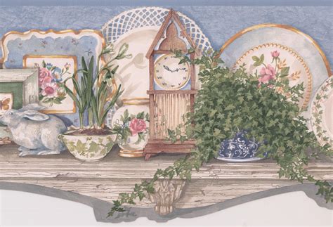 Take a look at our selection and order yours today. Wallpaper Border - Country Kitchen Wood Shelf Plates Clock ...
