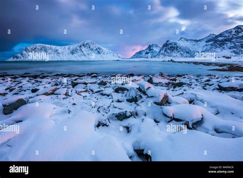 Skagsanden Beach Flakstad Flakstadøy Nordland Norway Europe Stock