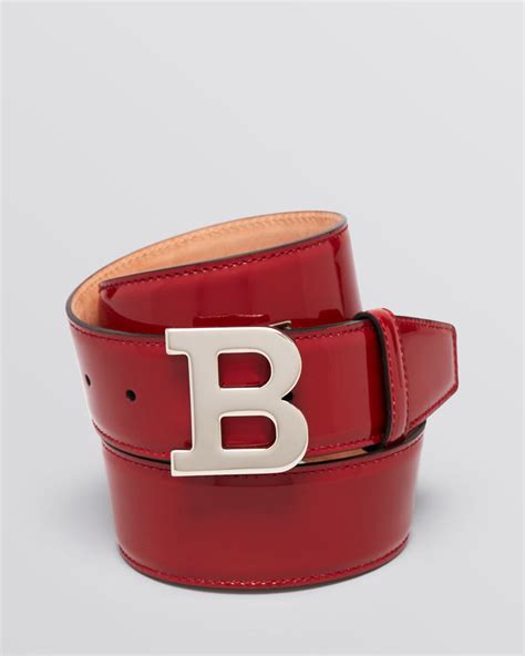 Bally B Buckle Patent Leather Belt In Red For Men Lyst