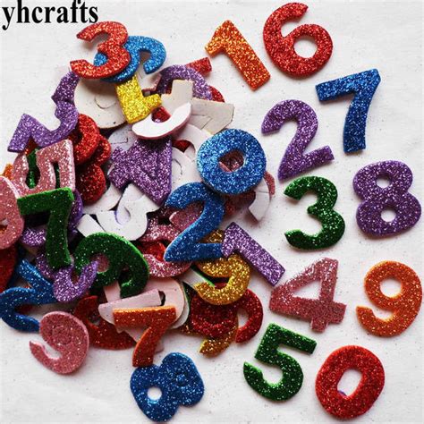 90pcslot0 9 Numbers Glitter Foam Sticker Math Toys Self Learning