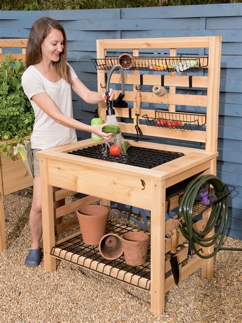 Cedarlast Potting Bench With Sink And Shelf Gardeners Supply In 2020