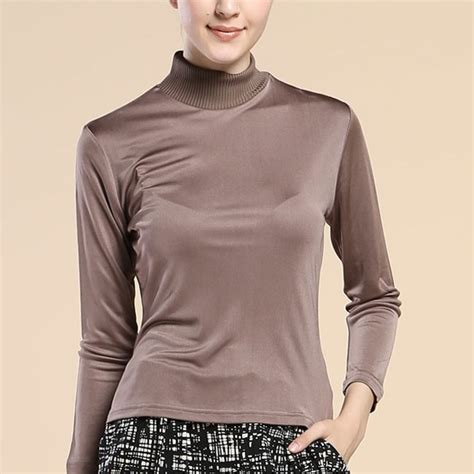 Pure Silk Knit Women S Mock Turtleneck Long Sleeves Size M L Xl