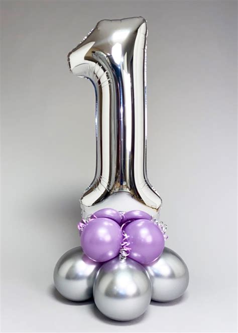Chrome Silver And Lilac Large Number Balloon Centrepiece