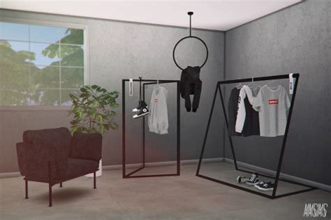 Mmsims — S4cc Mmsims Clothes Rack Set Enjoy Mesh