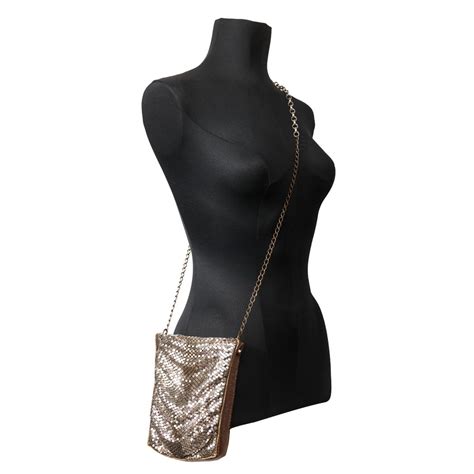 Laura B Line Box Disco Bag Leather And Mesh Bag Bronze Strap