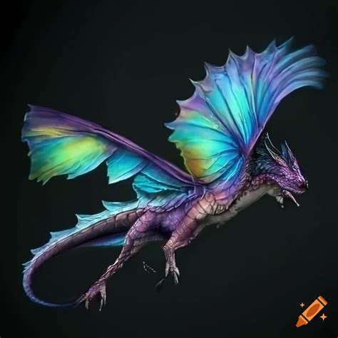 Realistic Depiction Of A Flying Iridescent Dragon On Craiyon