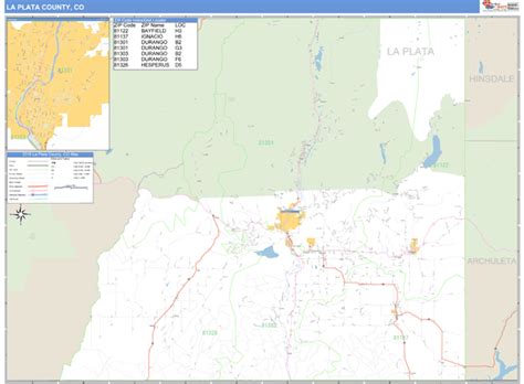 La Plata County Colorado Zip Code Wall Map
