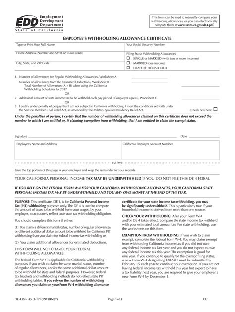 Ca De 4 2020 2022 Fill And Sign Printable Template Online Us Legal