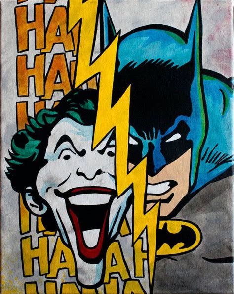 Classic Batman And Joker Painting Etsy Joker Painting Superhero