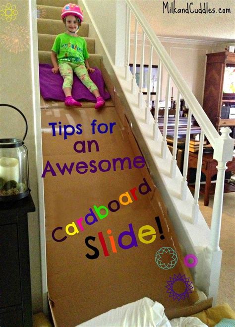 Build A Cardboard Slide On The Stairs In 2020 Craft Activities For