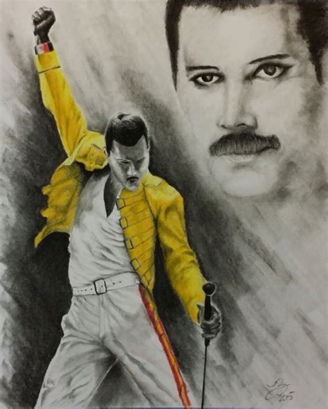 Freddie Mercury Charcoal Drawing John Deacon Freddie Mercury Michael