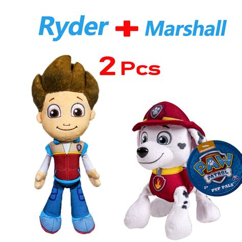 Rydermarshall 2pcs Paw Patrol Ryder Plush Pups Dog Soft Stuffed Toys