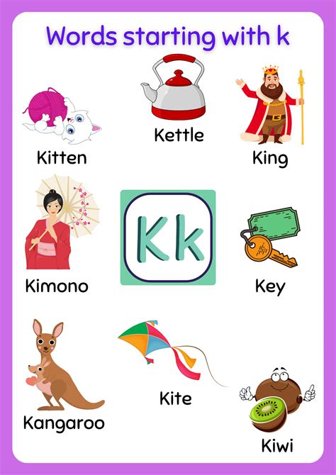 Free Printable Words That Start With K Worksheet About Preschool